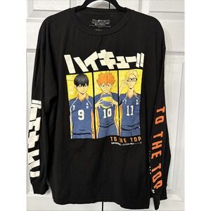 Haikyu To the Top Long Sleeve T Shirt Unisex Black L Volleyball‎ Anime Otaku